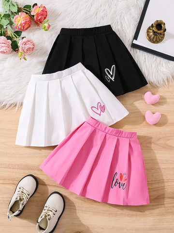 3 Piece Set: Young Girl Woven Solid Color Fitted Pleated Skirt 3 Piece Set: Young Girl Woven Solid Color Fitted Pleated Skirt