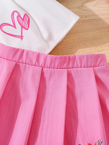 3 Piece Set: Young Girl Woven Solid Color Fitted Pleated Skirt 3 Piece Set: Young Girl Woven Solid Color Fitted Pleated Skirt