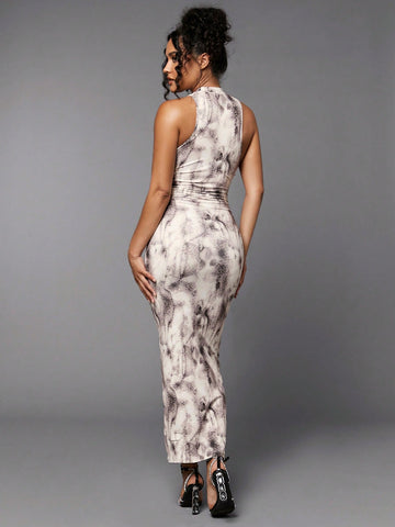 BAE Tie Dye & Leopard Mock Neck Bodycon Dress BAE Tie Dye & Leopard Mock Neck Bodycon Dress