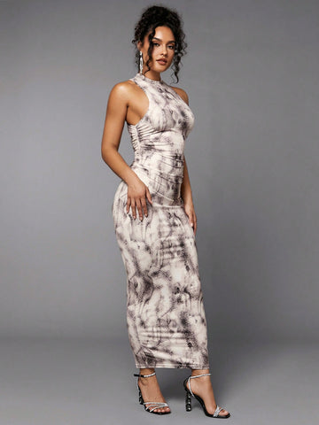 BAE Tie Dye & Leopard Mock Neck Bodycon Dress BAE Tie Dye & Leopard Mock Neck Bodycon Dress