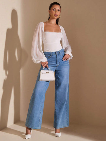 Women Solid Color Autumn/Winter Mesh Ruched Long Sleeve Bodysuit Women Solid Color Autumn/Winter Mesh Ruched Long Sleeve Bodysuit