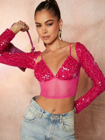 Women's Top With Sequin Decoration Women's Top With Sequin Decoration