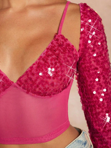 Women's Top With Sequin Decoration Women's Top With Sequin Decoration