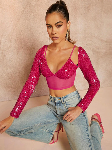 Women's Top With Sequin Decoration Women's Top With Sequin Decoration