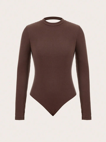 Solid Color Casual Knit Bodysuit For Women Solid Color Casual Knit Bodysuit For Women
