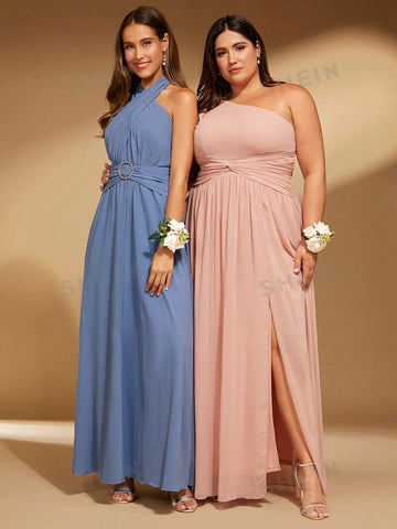 1pc Halter Neck Backless Bridesmaid Dress 1pc Halter Neck Backless Bridesmaid Dress