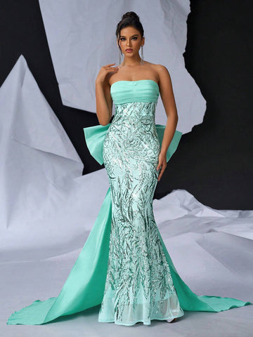 Elegant Atmosphere Green Bustier Bust Cup Gorgeous Beading High Waist Thin And  Two Ways To Wear Dating Single Vacation Party Graduation Wedding Event Heavy Duty Dinner Dresses Elegant Atmosphere Green Bustier Bust Cup Gorgeous Beading High Waist Thin And  Two Ways To Wear Dating Single Vacation Party Graduation Wedding Event Heavy Duty Dinner Dresses