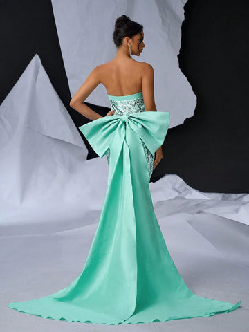 Elegant Atmosphere Green Bustier Bust Cup Gorgeous Beading High Waist Thin And  Two Ways To Wear Dating Single Vacation Party Graduation Wedding Event Heavy Duty Dinner Dresses Elegant Atmosphere Green Bustier Bust Cup Gorgeous Beading High Waist Thin And  Two Ways To Wear Dating Single Vacation Party Graduation Wedding Event Heavy Duty Dinner Dresses