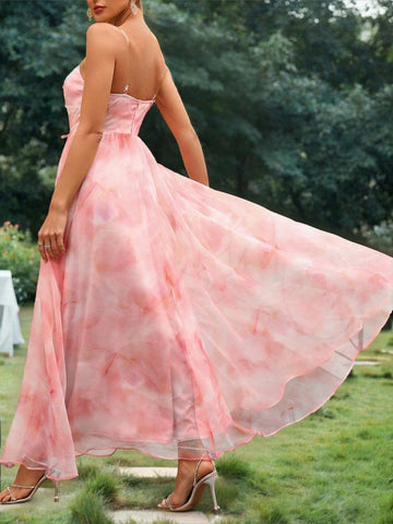 Elegant Floral Print Bridesmaid Dress Elegant Floral Print Bridesmaid Dress