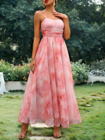 Elegant Floral Print Bridesmaid Dress Elegant Floral Print Bridesmaid Dress