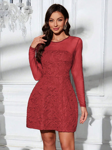 Elegant Women Cocktail Party Mesh Floral Jacquard Long Sleeve Dress Women's Christmas Black Evening Dress Formal Party Dresses Autumn And Winter Black Sexy Mesh Long Sleeve Bridesmaid Dress 2024 Autumn And Winter New Design Long-Sleeved Round Neck Dress Elegant Women Cocktail Party Mesh Floral Jacquard Long Sleeve Dress Women's Christmas Black Evening Dress Formal Party Dresses Autumn And Winter Black Sexy Mesh Long Sleeve Bridesmaid Dress 2024 Autumn And Winter New Design Long-Sleeved Round Neck Dress