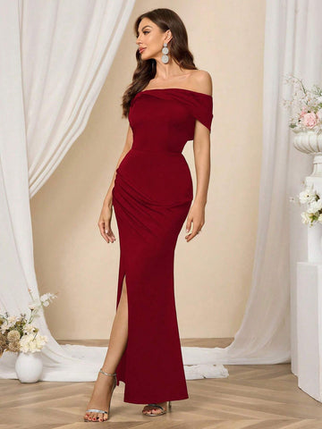 Women's Black Off-The-Shoulder Minimalist Slit Casual Party Dress, Tight High Stretch Clothes Fashionable And Slimming,Christmas Clothing, Elegant Cocktail Semi Formal Prom Dress, For Birthday, Wedding Guest, Graduation, Dinner, Homecoming Women's Black Off-The-Shoulder Minimalist Slit Casual Party Dress, Tight High Stretch Clothes Fashionable And Slimming,Christmas Clothing, Elegant Cocktail Semi Formal Prom Dress, For Birthday, Wedding Guest, Graduation, Dinner, Homecoming
