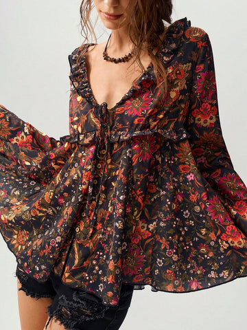 BohoFeels Floral Print Women Vacation Shirt BohoFeels Floral Print Women Vacation Shirt