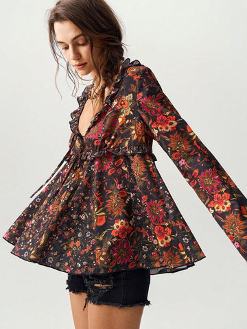 BohoFeels Floral Print Women Vacation Shirt BohoFeels Floral Print Women Vacation Shirt