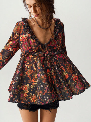 BohoFeels Floral Print Women Vacation Shirt BohoFeels Floral Print Women Vacation Shirt