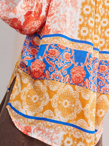 BohoFeels Women Fashion Flower Printed Vacation Shirt BohoFeels Women Fashion Flower Printed Vacation Shirt