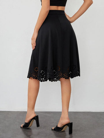 Clasi Scallop Laser Cut Hem Skirt Clasi Scallop Laser Cut Hem Skirt