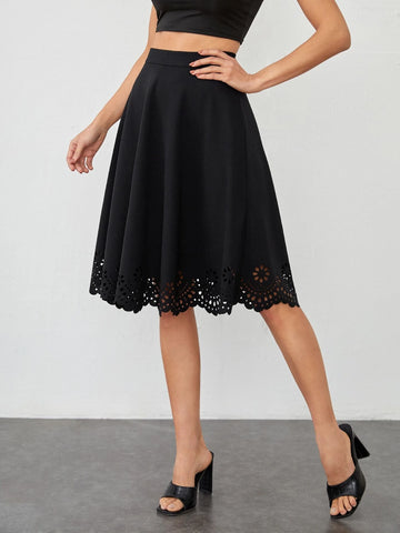 Clasi Scallop Laser Cut Hem Skirt Clasi Scallop Laser Cut Hem Skirt