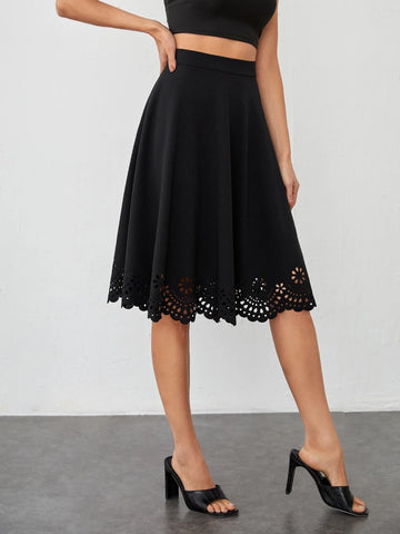 Clasi Scallop Laser Cut Hem Skirt Clasi Scallop Laser Cut Hem Skirt