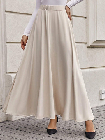 Clasi Solid Elastic Waist Flare Skirt Clasi Solid Elastic Waist Flare Skirt
