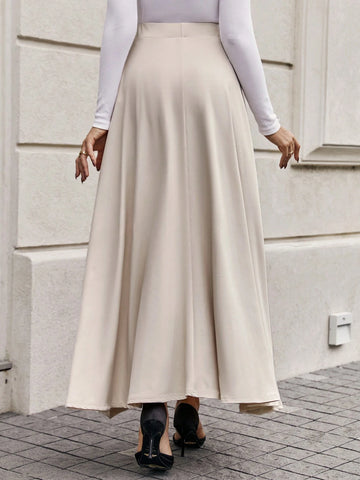 Clasi Solid Elastic Waist Flare Skirt Clasi Solid Elastic Waist Flare Skirt