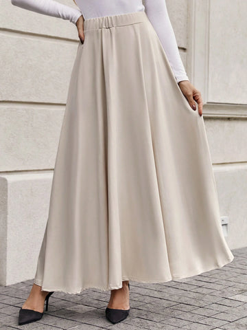 Clasi Solid Elastic Waist Flare Skirt Clasi Solid Elastic Waist Flare Skirt