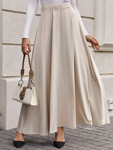 Clasi Solid Elastic Waist Flare Skirt Clasi Solid Elastic Waist Flare Skirt
