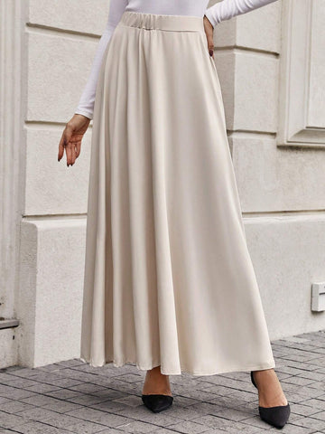 Clasi Solid Elastic Waist Flare Skirt Clasi Solid Elastic Waist Flare Skirt
