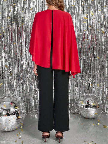 Women's Asymmetrical Neck Contrasting Black & Red Elegant Jumpsuit, Suitable For Work, Outing, And Party New Years Women Outfit Winter Clothes For Women Holiday Party Dress Business Casual Woman Jumpsuits For Woman Elegant Women's Asymmetrical Neck Contrasting Black & Red Elegant Jumpsuit, Suitable For Work, Outing, And Party New Years Women Outfit Winter Clothes For Women Holiday Party Dress Business Casual Woman Jumpsuits For Woman Elegant