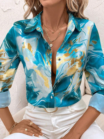 Women's Fashion Tie-Dye Patchwork Bodysuit, Autumn Women's Fashion Tie-Dye Patchwork Bodysuit, Autumn