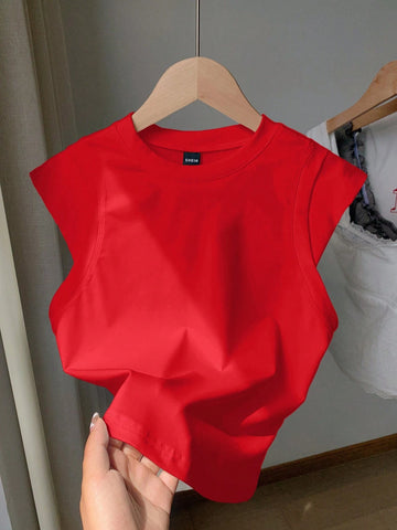 Women Summer Casual Solid Color 2 In 1 T-Shirt Women Summer Casual Solid Color 2 In 1 T-Shirt