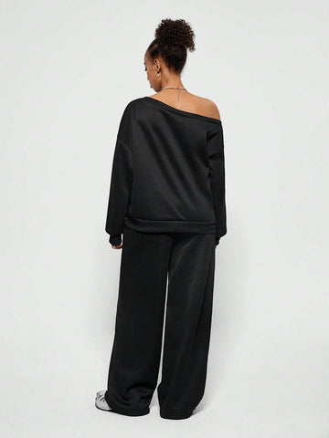 Girls Winter Y2K Preppy Daily Wear Number Printed Keep Warm Asymmetrical Neck Long Sleeve Sweatshirt And White Elastic Waistband Wide Leg Sweatpants Girls Winter Y2K Preppy Daily Wear Number Printed Keep Warm Asymmetrical Neck Long Sleeve Sweatshirt And White Elastic Waistband Wide Leg Sweatpants