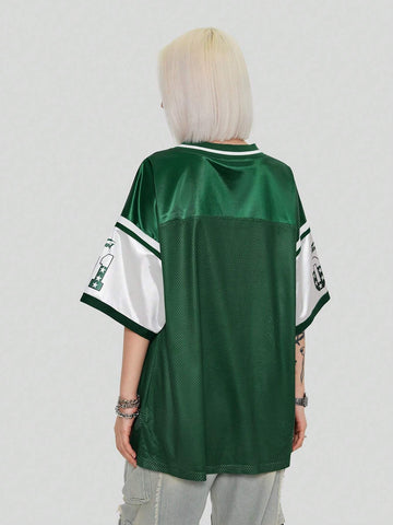 Coolane Loose Fit Sports T-Shirt With Color Block Design And Number Print Coolane Loose Fit Sports T-Shirt With Color Block Design And Number Print