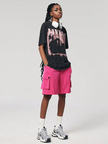 Coolane Women Loose Fit T-Shirt With Faded Rock Celebrity Print Coolane Women Loose Fit T-Shirt With Faded Rock Celebrity Print