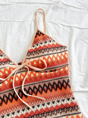 Women's Sleeveless Tie Front Striped Jumpsuit, Simple Casual Women's Sleeveless Tie Front Striped Jumpsuit, Simple Casual