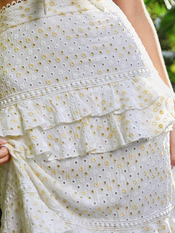 ENCHNT Summer Women's Woven Long High Waisted Layered Cake Skirt ENCHNT Summer Women's Woven Long High Waisted Layered Cake Skirt