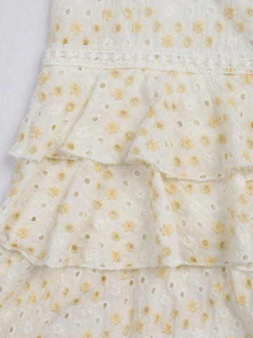 ENCHNT Women's Lace Edge Tiered Midi Skirt ENCHNT Women's Lace Edge Tiered Midi Skirt