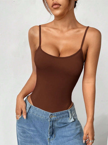 1pc Sexy Brown Backless Bodysuit For Summer 1pc Sexy Brown Backless Bodysuit For Summer