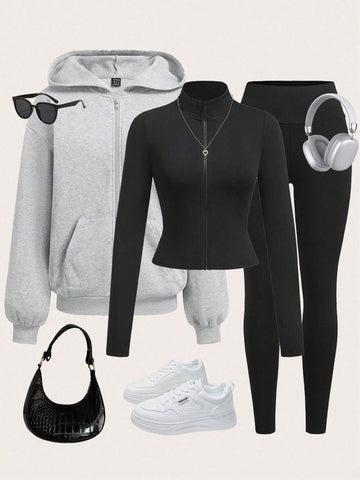 2pcs Autumn New Casual Sport Long Sleeve Pants Set 2pcs Autumn New Casual Sport Long Sleeve Pants Set