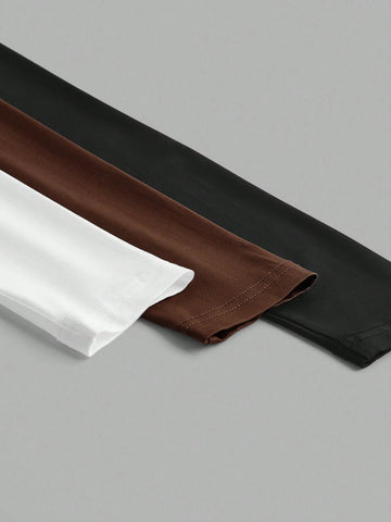 3pcs/Set Knit Women Crew Neck Fitted Bodysuit, Multi-Color 3pcs/Set Knit Women Crew Neck Fitted Bodysuit, Multi-Color