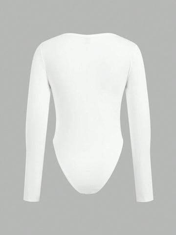 3pcs/Set Women Solid Color Knit Button Half Open Front Long Sleeve Casual Bodysuit, Autumn/Winter 3pcs/Set Women Solid Color Knit Button Half Open Front Long Sleeve Casual Bodysuit, Autumn/Winter