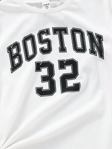 EZwear 3pcs Casual & Minimalist Short Sleeve T-Shirt Set With English Letter Print, Suitable For Summer, EZwear 3pcs Casual & Minimalist Short Sleeve T-Shirt Set With English Letter Print, Suitable For Summer,