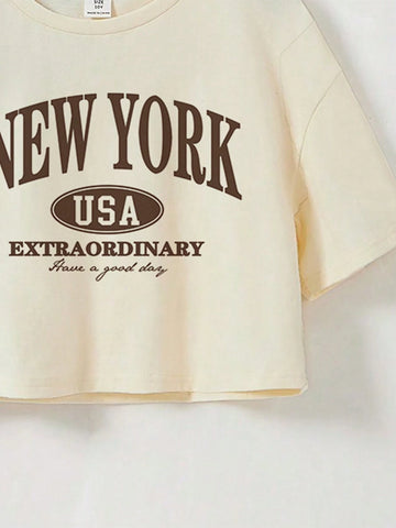 EZwear 3pcs Casual & Minimalistic Coconut Tree Printed Crop Sleeve T-Shirt With Loose Fit, Suitable For EZwear 3pcs Casual & Minimalistic Coconut Tree Printed Crop Sleeve T-Shirt With Loose Fit, Suitable For