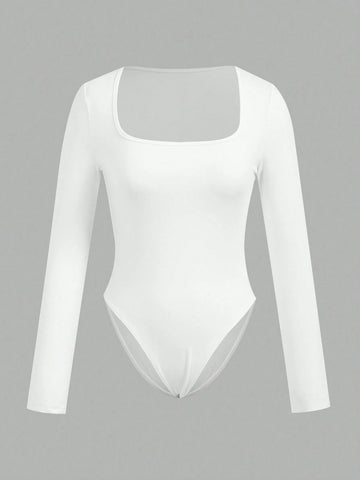 4pcs/Set Casual Minimalist Solid Color Long Sleeve Bodysuit 4pcs/Set Casual Minimalist Solid Color Long Sleeve Bodysuit