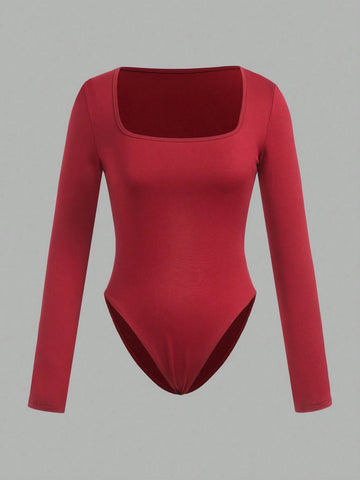 4pcs/Set Casual Minimalist Solid Color Long Sleeve Bodysuit 4pcs/Set Casual Minimalist Solid Color Long Sleeve Bodysuit