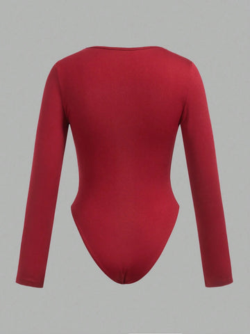 4pcs/Set Casual Minimalist Solid Color Long Sleeve Bodysuit 4pcs/Set Casual Minimalist Solid Color Long Sleeve Bodysuit
