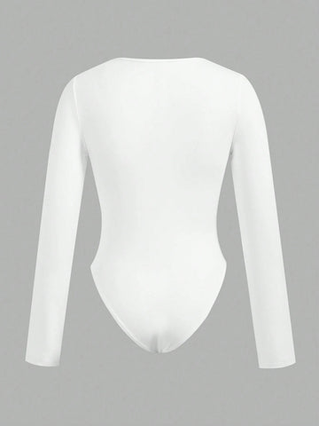4pcs/Set Casual Minimalist Solid Color Long Sleeve Bodysuit 4pcs/Set Casual Minimalist Solid Color Long Sleeve Bodysuit