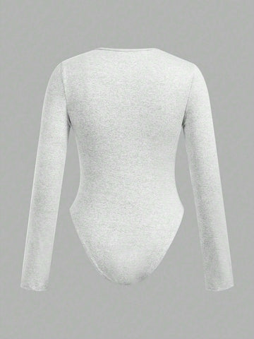 4pcs/Set Casual Minimalist Solid Color Long Sleeve Bodysuit 4pcs/Set Casual Minimalist Solid Color Long Sleeve Bodysuit