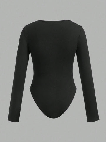 4pcs/Set Casual Minimalist Solid Color Long Sleeve Bodysuit 4pcs/Set Casual Minimalist Solid Color Long Sleeve Bodysuit