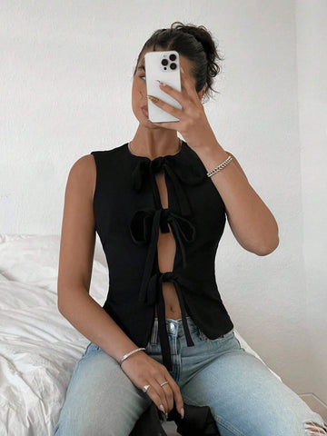 Black Hot Girls Sexy Bandage Crop Tops Sleeveless Slim Hollow Out Tank Top Black Hot Girls Sexy Bandage Crop Tops Sleeveless Slim Hollow Out Tank Top